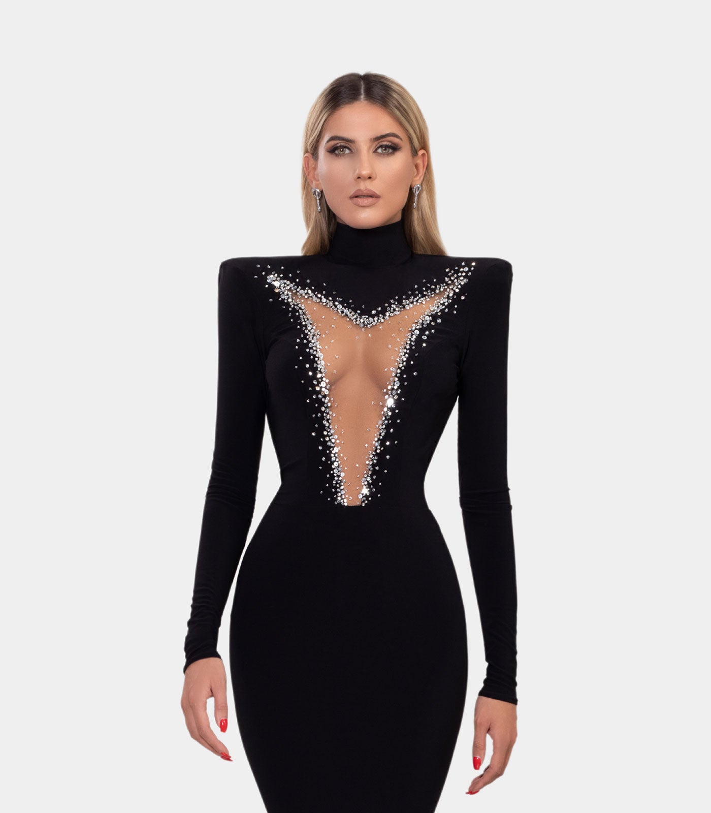 modest black prom dresses long sleeve lace appliqué elegant evening go –  Simplepromdress
